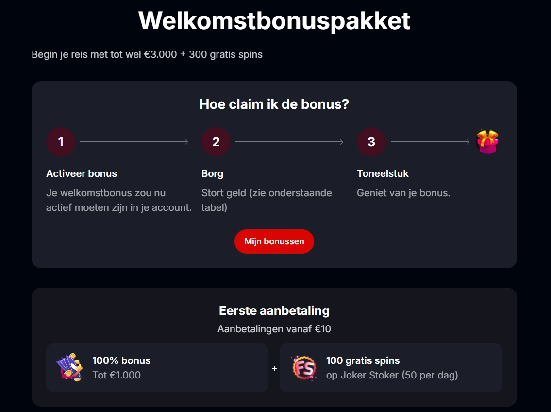 Officiële Yep Casino-welkomstpagina met het bonusaanbod